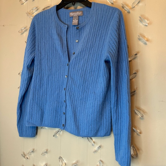 100% Cashmere Cable Button Down Cardigan - Picture 7 of 8